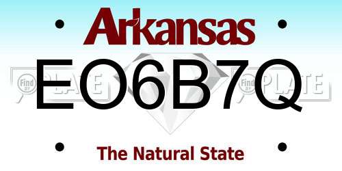 EO6B7Q Arkansas License Plate