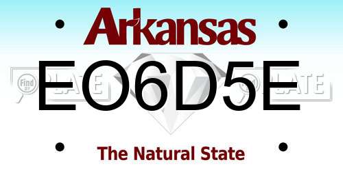 EO6D5E Arkansas License Plate