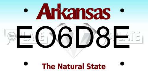 EO6D8E Arkansas License Plate