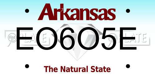 EO6O5E Arkansas License Plate