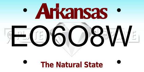 EO6O8W Arkansas License Plate