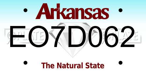 EO7D062 Arkansas License Plate