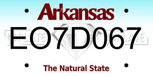 EO7D067 Arkansas License Plate