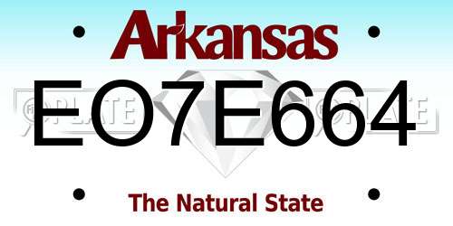 EO7E664 Arkansas License Plate