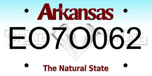 EO7O062 Arkansas License Plate