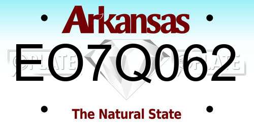 EO7Q062 Arkansas License Plate