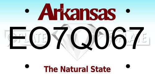 EO7Q067 Arkansas License Plate
