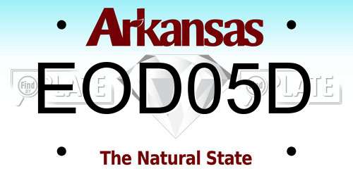 EOD05D Arkansas License Plate