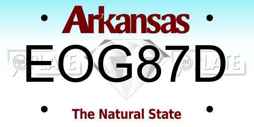 EOG87D Arkansas License Plate