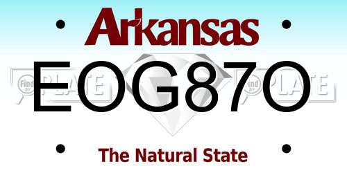 EOG87O Arkansas License Plate
