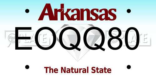 EOQQ80 Arkansas License Plate