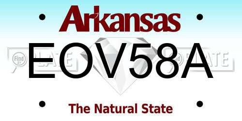 EOV58A Arkansas License Plate