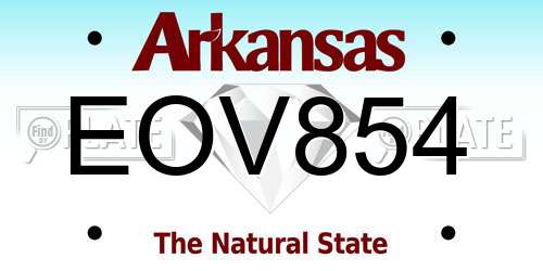 EOV854 Arkansas License Plate