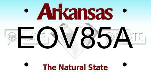 EOV85A Arkansas License Plate