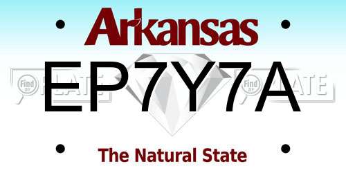 EP7Y7A Arkansas License Plate