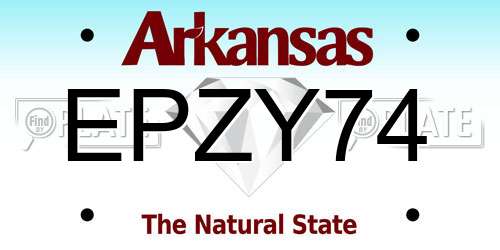EPZY74 Arkansas License Plate