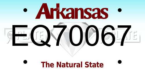 EQ70067 Arkansas License Plate