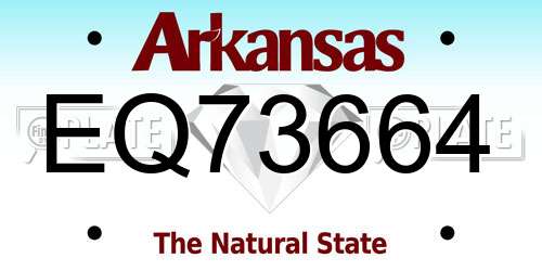 EQ73664 Arkansas License Plate