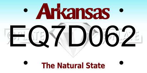 EQ7D062 Arkansas License Plate