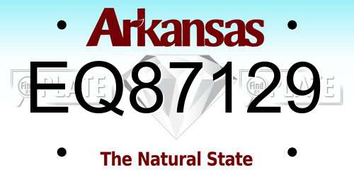 EQ87129 Arkansas License Plate