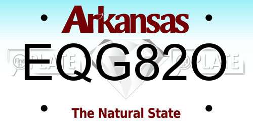 EQG82O Arkansas License Plate