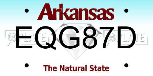 EQG87D Arkansas License Plate