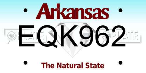 EQK962 Arkansas License Plate