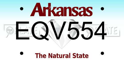 EQV554 Arkansas License Plate