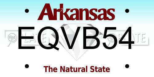 EQVB54 Arkansas License Plate