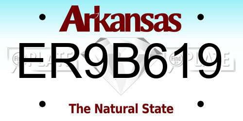 ER9B619 Arkansas License Plate