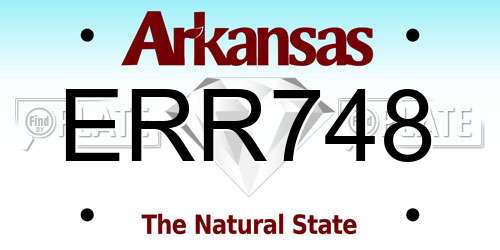 ERR748 Arkansas License Plate