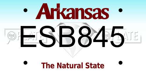 ESB845 Arkansas License Plate