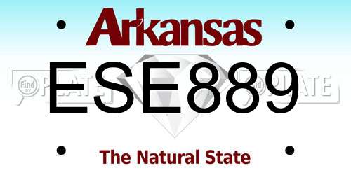 ESE889 Arkansas License Plate