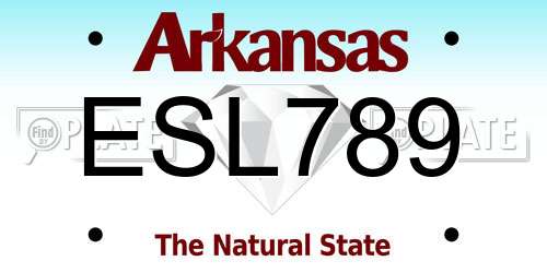 ESL789 Arkansas License Plate