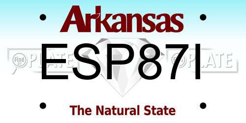 ESP87I Arkansas License Plate