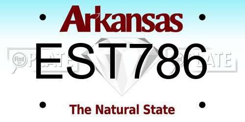 EST786 Arkansas License Plate