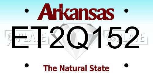 ET2Q152 Arkansas License Plate