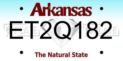 ET2Q182 Arkansas License Plate
