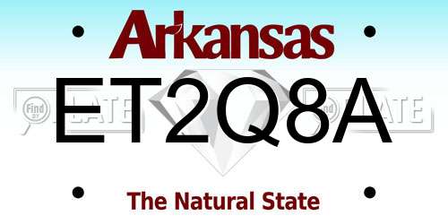 ET2Q8A Arkansas License Plate