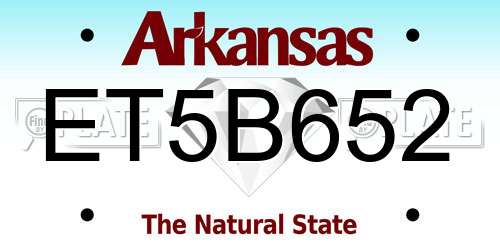 ET5B652 Arkansas License Plate