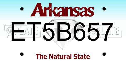 ET5B657 Arkansas License Plate