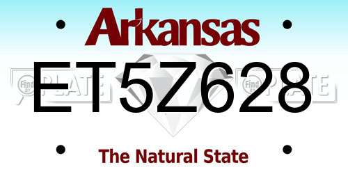 ET5Z628 Arkansas License Plate