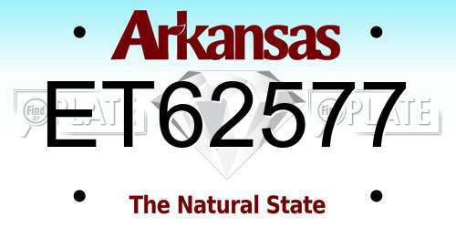 ET62577 Arkansas License Plate