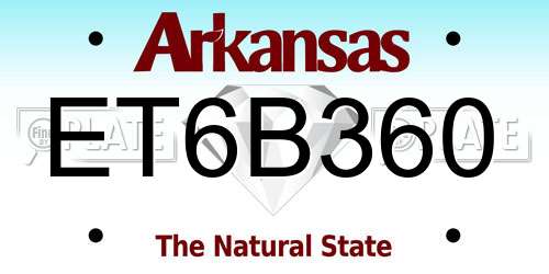 ET6B360 Arkansas License Plate