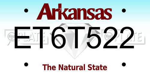 ET6T522 Arkansas License Plate