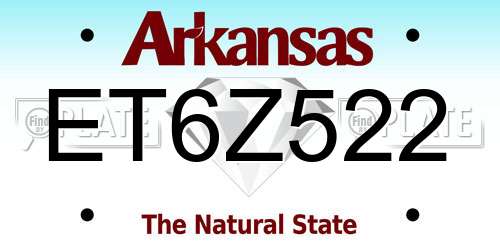 ET6Z522 Arkansas License Plate