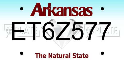 ET6Z577 Arkansas License Plate
