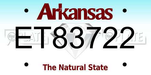 ET83722 Arkansas License Plate