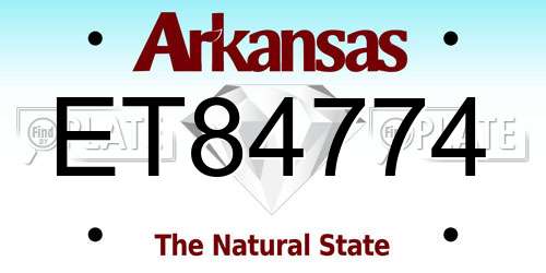 ET84774 Arkansas License Plate