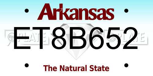 ET8B652 Arkansas License Plate